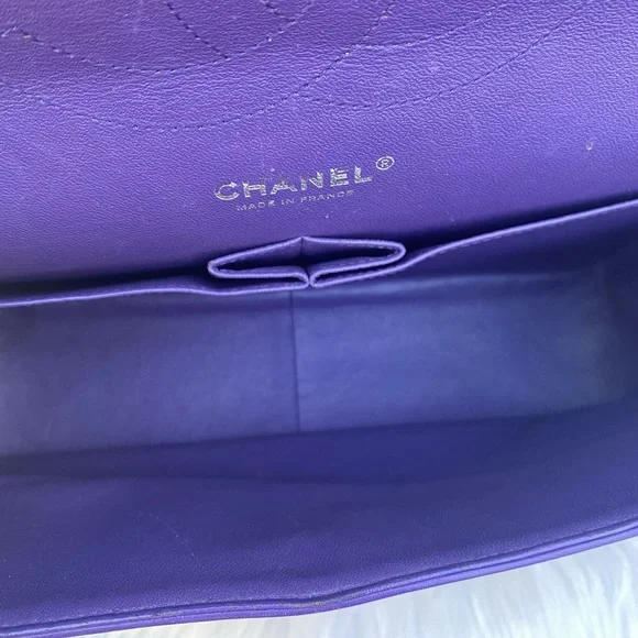 ⭐️JUMBO⭐️CHANEL classic Lambskin Jumbo double flap Lavender quilted silver chain - Picture 17 of 17